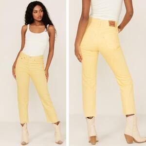 NWT LEVI'S Women's 501 Original High Rise Straight Cropped Jeans 25 X 26 Yellow